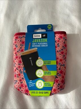 Sok It Javasok Soft Personal Beverage Cooler - Pink Floral - Med